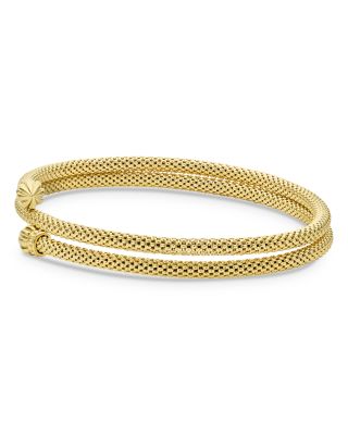 18K Yellow Gold Caviar Endcap Double Wrap Bracelet