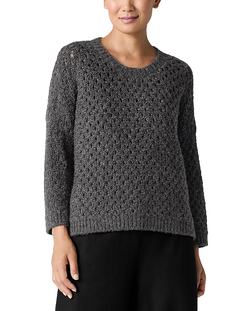 Eileen Fisher Open Knit Sweater In Charcoal