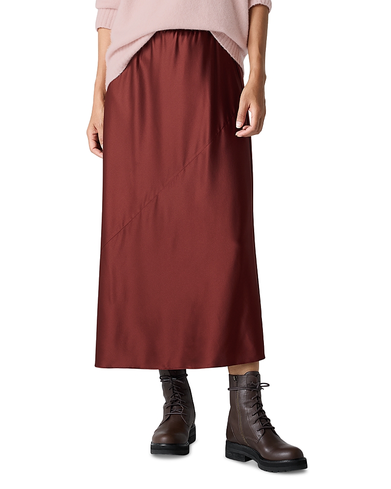 Eileen Fisher Bias Cut Stretch Silk Charmeuse Maxi Skirt In Redwood