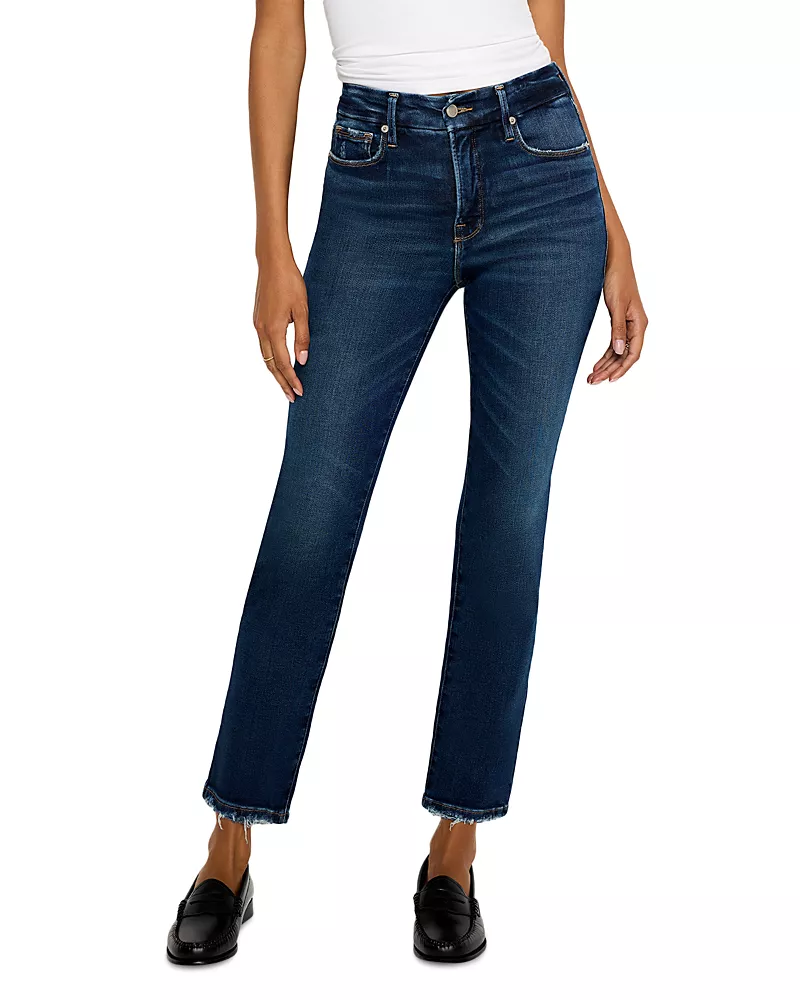 Good American Soft Touch Straight Leg Jeans in Indigo