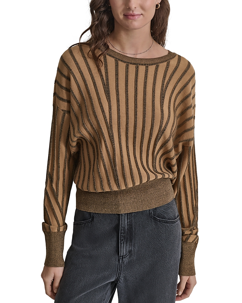 Dkny Transfer Stitch Sweater In Truffle/ Black