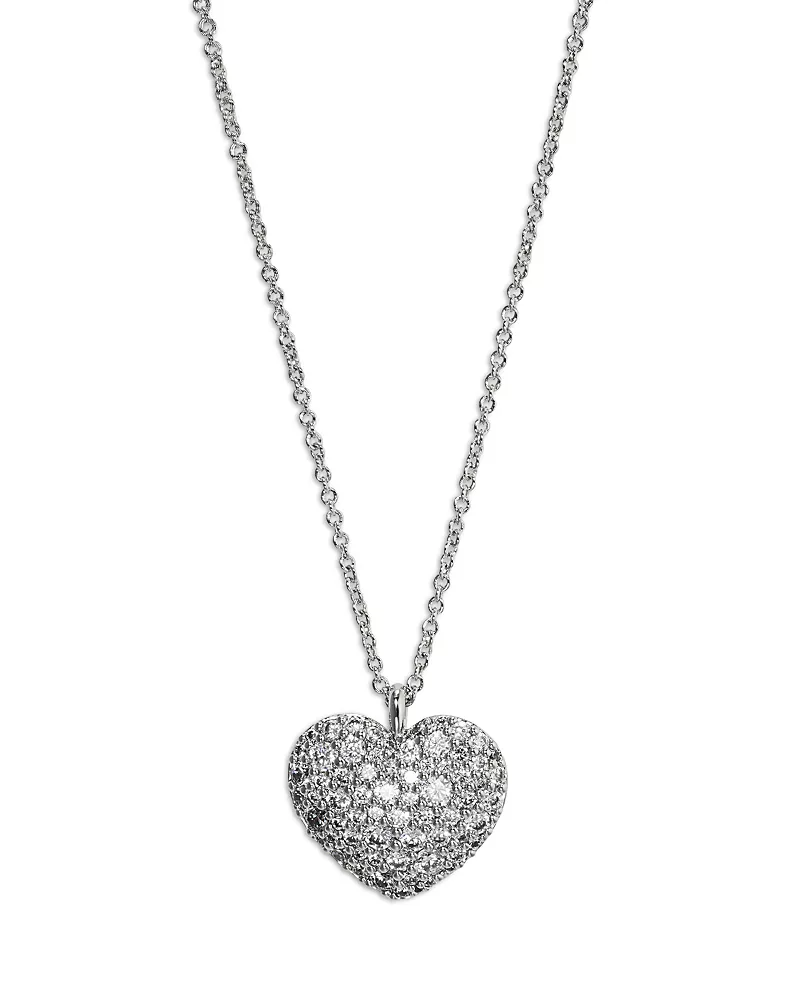Nadri Cubic Zirconia Heart Pendant Necklace in Rhodium Plated, 16