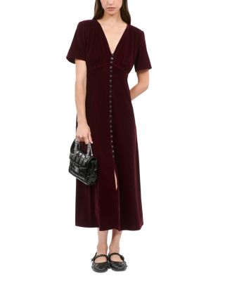 The Kooples Velvet Short Sleeve Midi Dress
