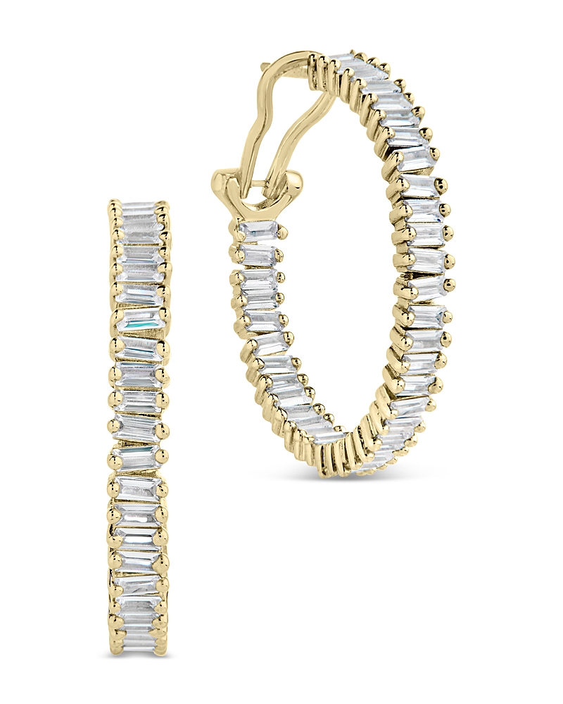 Sterling Forever Mischa Cubic Zirconia Inside Out Hoop Earrings In Gold