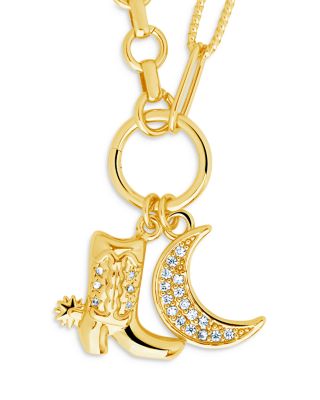 Kelsea Boot &amp; Moon Pendant Necklace, 16&amp;quot;