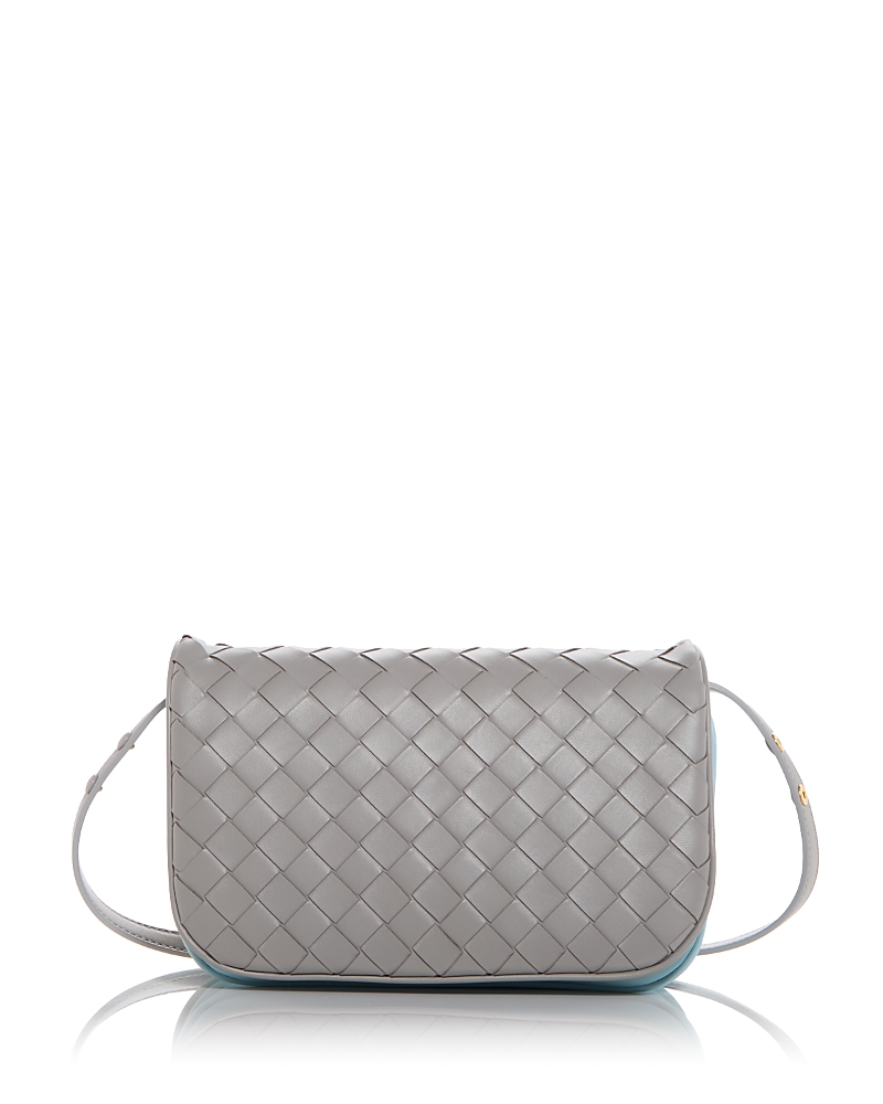 Bottega Veneta Intrecciato Puff Pouch On Strap In Sterling Zen/gold