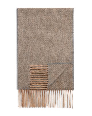 Herringbone Oversized Cashmere Scarf - Exclusive