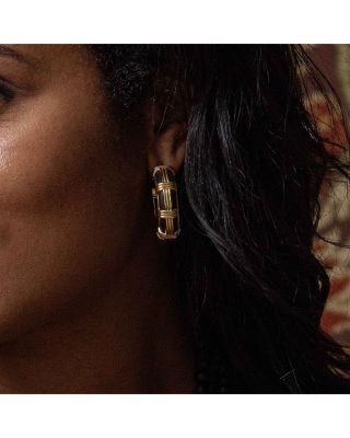 Gaia Ebony Hoop Earrings in 18K Gold Plated