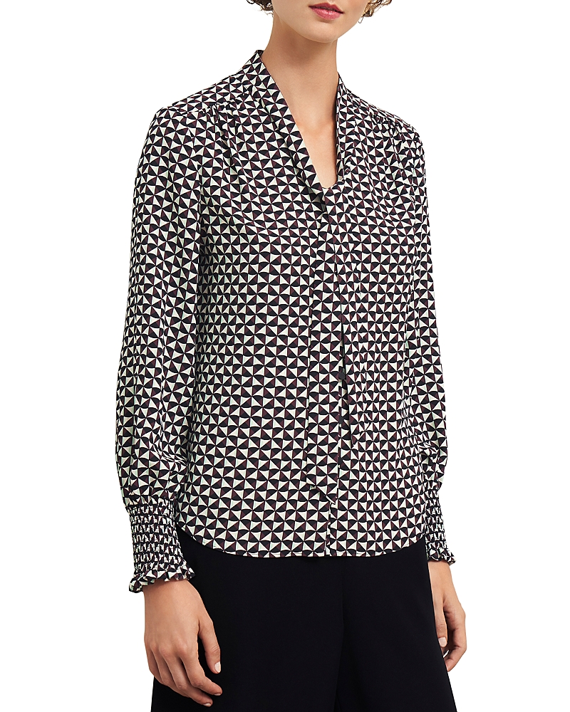 Hobbs London Somerton Tie Neck Blouse In Multi
