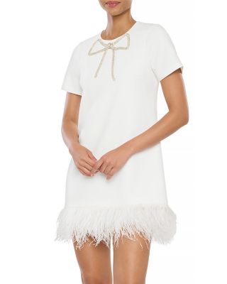 LIKELY - Marullo Bow Embellished Feather Mini Dress