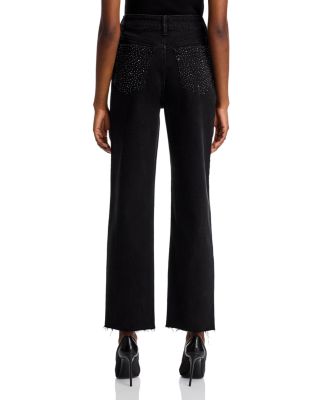 Baylor Embellished High Rise Ankle Jeans in Washed Black