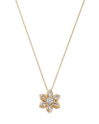 Bloomingdale's Fine Collection Diamond Flower Pendant Necklace in 14K Yellow Gold, 0.7 ct. t. w.
