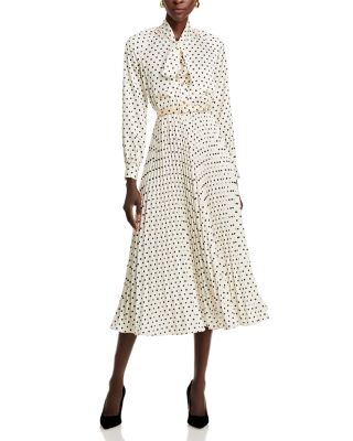 Self-Portrait - Polka Dot Satin Midi Dress