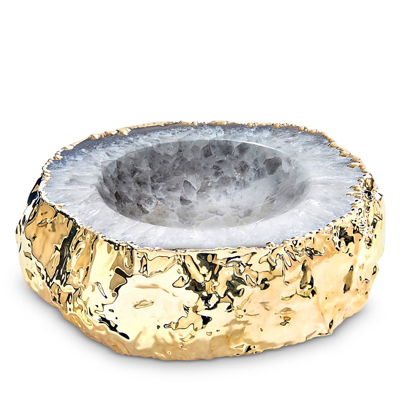 Anna New York Cascita 24k Goldplated Agate Bowl In Tan Gold