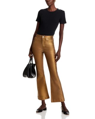 Carson High Rise Coated Ankle Flare Jeans in Antique Brass