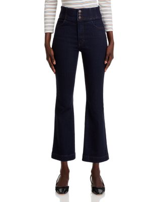 Carson Corset Waist Kick Flare Jeans in Indigo Rinse