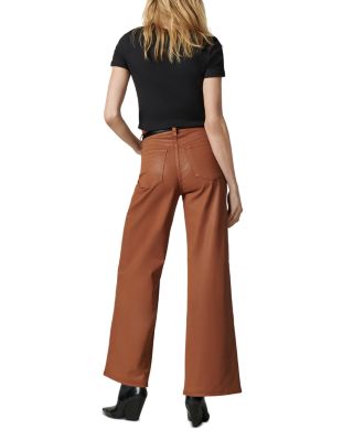 The Mia High Rise Wide Leg Coated Jeans in Leather Brown