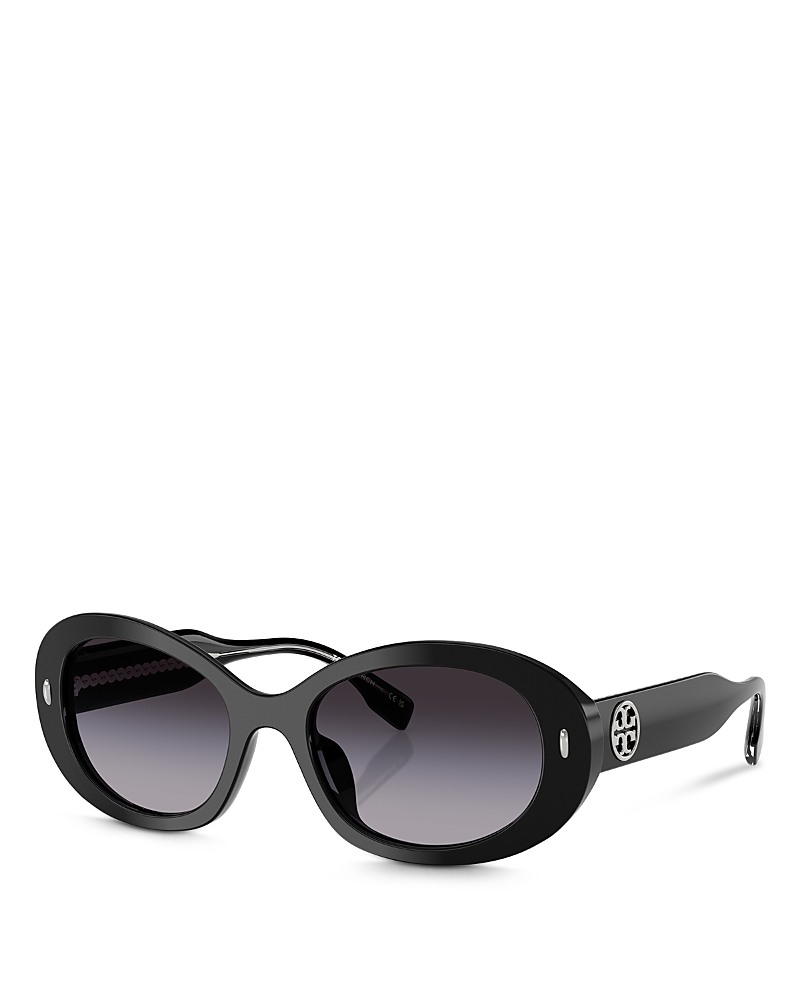 Tory Burch 53mm Gradient Oval Sunglasses In Black
