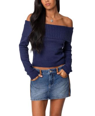 Edikted Tamara Fold Over Knit Top In Multi