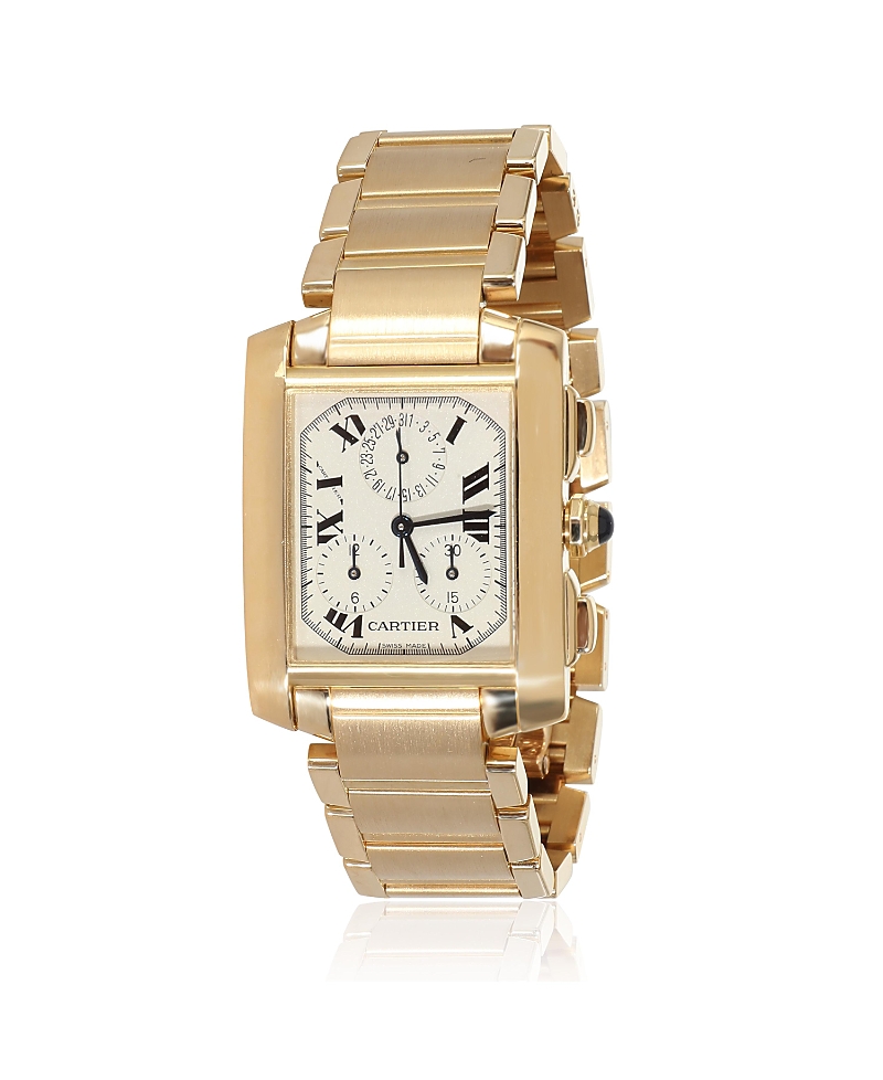 Pre-owned Pre-owned Cartier Cartier Gold Tank Francaise Chronoflex Watch W50005r2 32.30 In Cream/gold