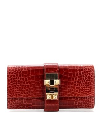 Pre-Owned Hermes 23 Medor Clutch Shiny Alligator