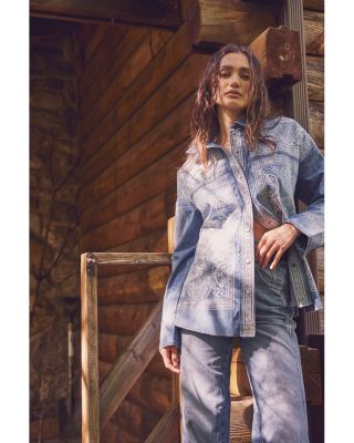 Free People Lace Embroidered Denim Shirt | Bloomingdale's Women