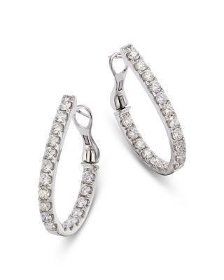 Bloomingdale's Fine Collection - Diamond Inside Out Oval Hoop Earrings in 14K White Gold, 4.00 tcw