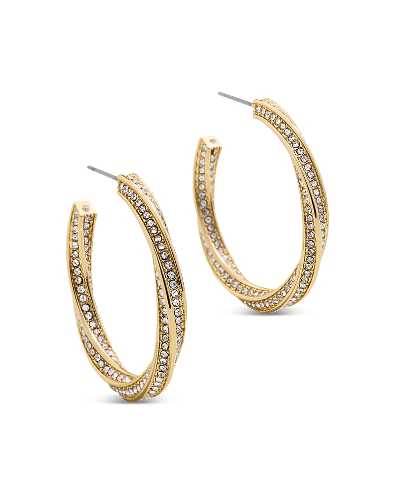 Baublebar Heather Pave Twist Hoop Earrings In Gold