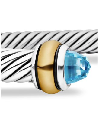 Classic Cable Bracelet in Sterling Silver with 18K Yellow Gold, 4mm