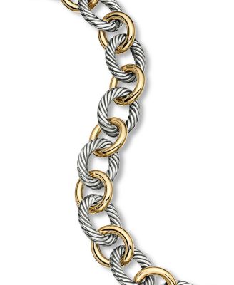 Oval Large Link Bracelet with Gold, 7.5"
