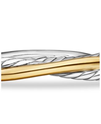 Crossover Two Row Cuff in Sterling Silver with 18K Yellow Gold, 5mm