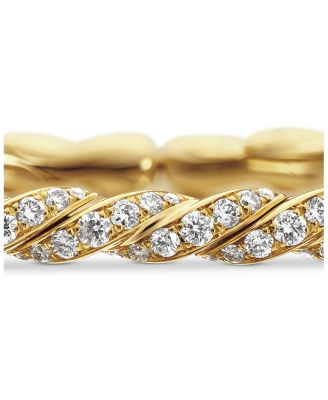 Sculpted Cable Flex Bracelet in 18K Yellow Gold with Diamonds, 3.5mm