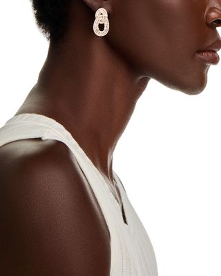 Diamond Baguette & Round Interlocking Circle Drop Earrings in 14K Yellow Gold, 2.67 tcw   