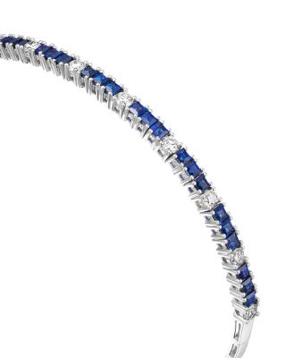 Sapphire & Diamond Bangle Bracelet in 14K White Gold