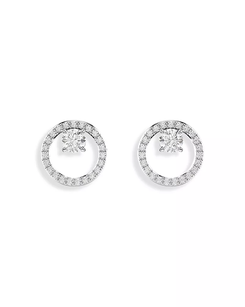 Swarovski Constella Crystal Circle Stud Earrings in Rhodium Plated