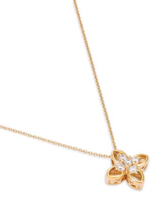 Diamond Clover Pendant Necklace in 14K Yellow Gold, 0.33 tcw
