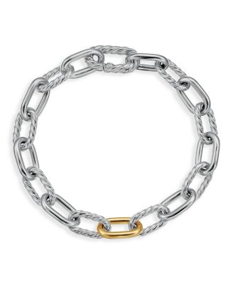 DY Madison&reg; Chain Bracelet in Sterling Silver with 18K Yellow Gold, 8.5mm