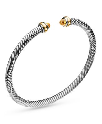 Sterling Silver & 18K Yellow Gold Cable Classic Bracelet with Citrine