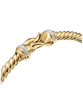 Buckle Cablespira&reg; Bracelet in 18K Yellow Gold with Diamonds, 3.5mm