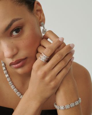 Diamond Mosaic Drop Earrings in 14K White Gold, 2.0 tcw 