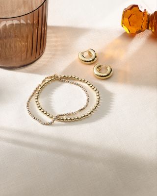 14K Gold Beaded Bracelet, 4mm 