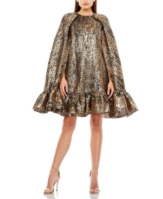 metallic cape dress R & M Richards Women's Long Pleaded Cape Dress, Navy Blue, 14