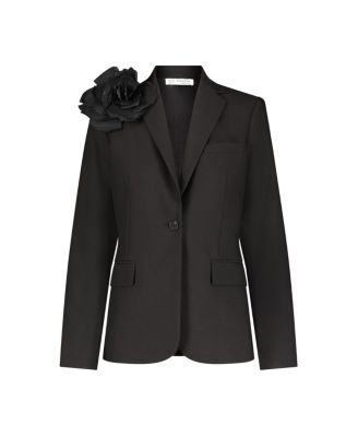 Classic Crepe Blazer Jacket With Flower
