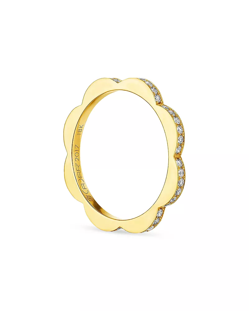 Cadar 18K Yellow Gold Bloom Diamond Outline Flower Stack Ring
