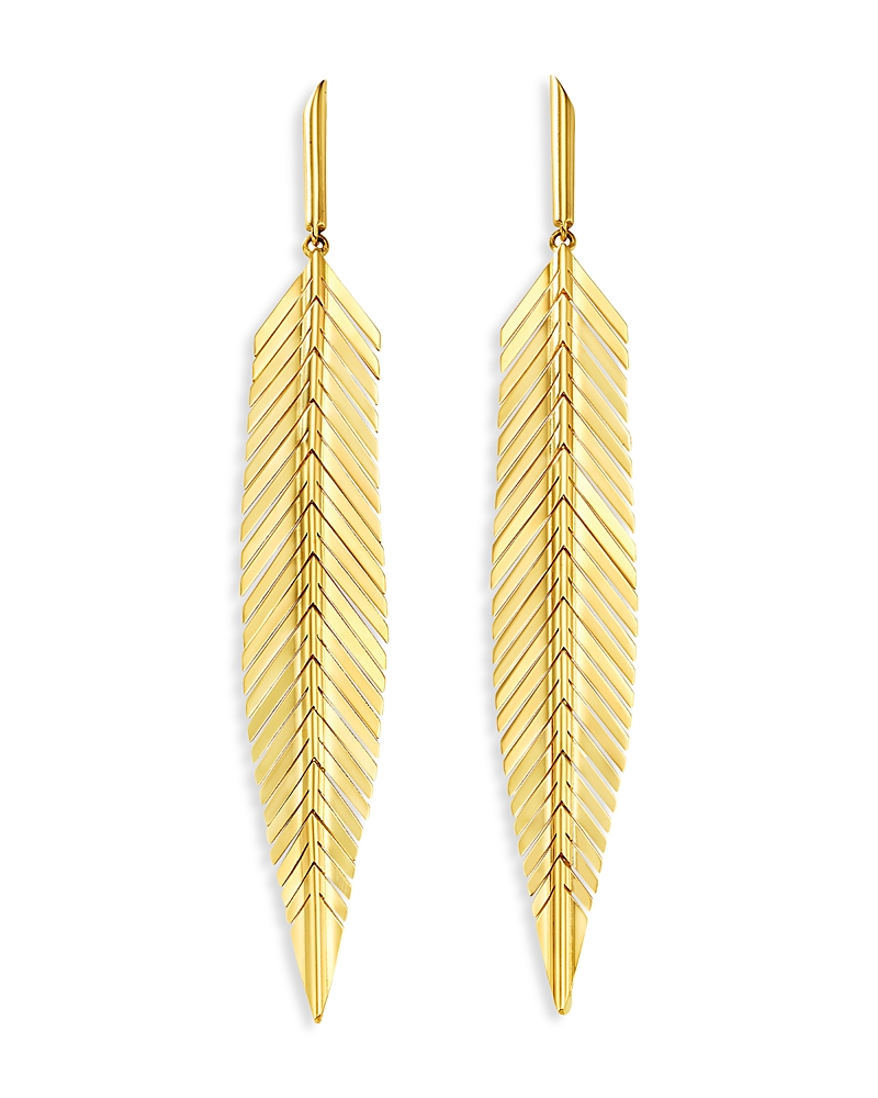 Cadar 18K Yellow Gold Medium Feather Earrings