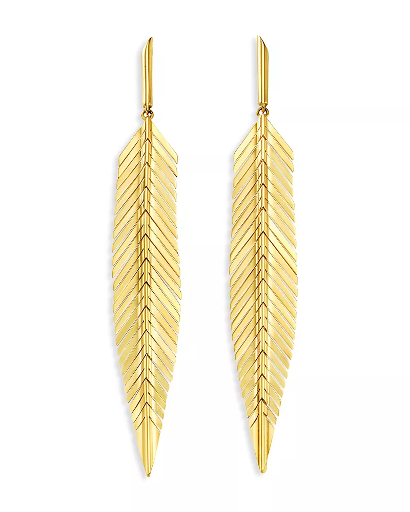 Cadar 18K Yellow Gold Medium Feather Earrings