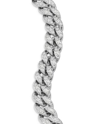 Curb Chain Bracelet in Sterling Silver with Diamonds
