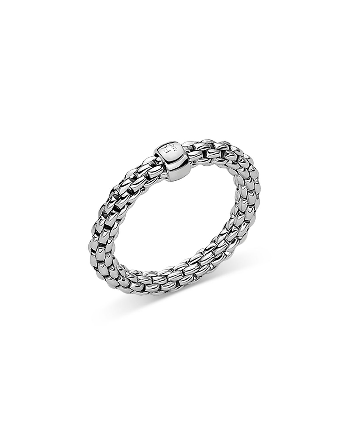 Fope 18K White Gold Prima Rondelle Woven Link Flex Ring