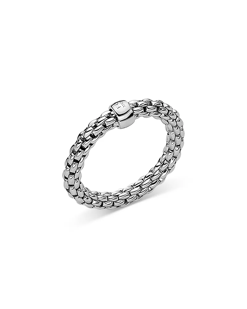 Fope 18K White Gold Prima Rondelle Woven Link Flex Ring