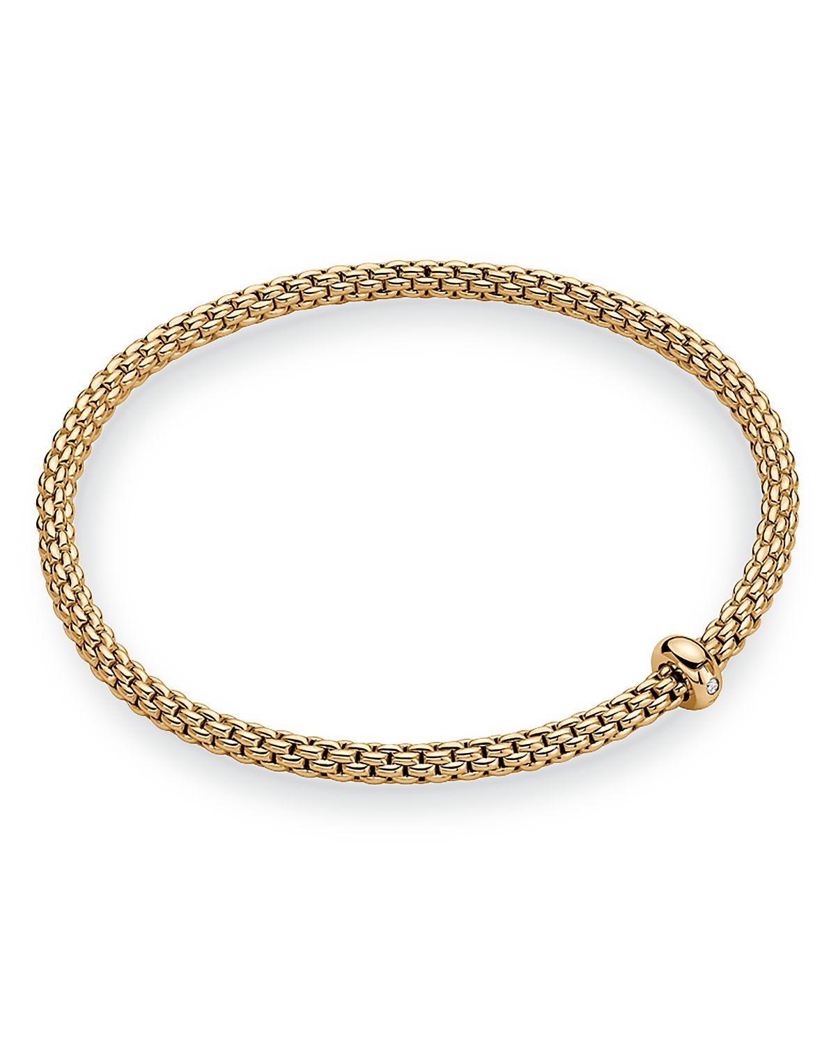 Fope 18K Yellow Gold Prima Diamond Rondelle Woven Link Flex Bracelet